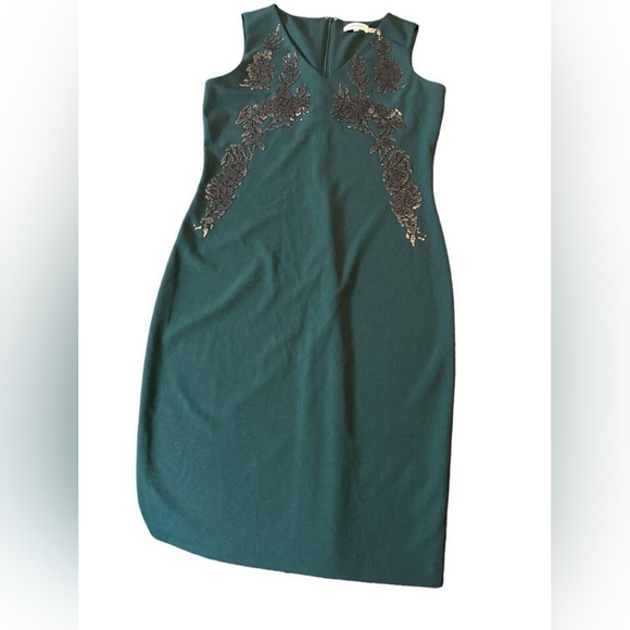 NWT Calvin Klein Beaded Sheath Dress, Green, Size 12 - Picture 10 of 12